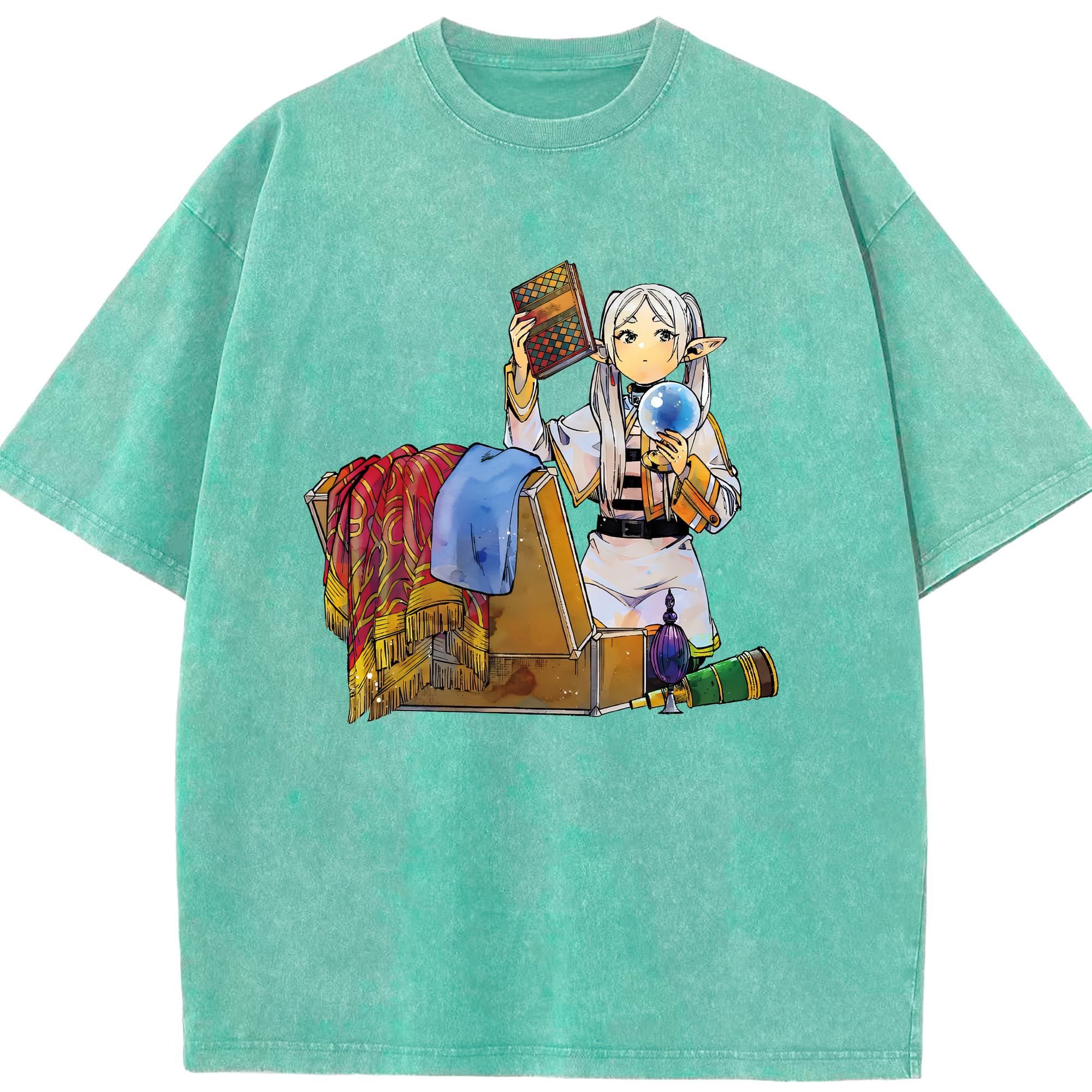 （画像用） 葬送のフリーレン Frieren 綿100% ヴィンテージ風 半袖Tシャツ（フロントプリント）
